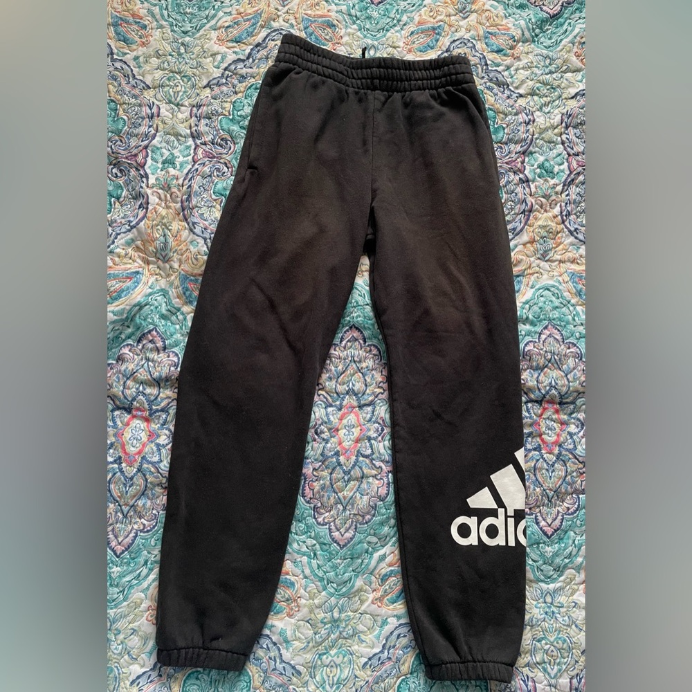 Adidas Boys 10/12 Black Jogger Pants Medium